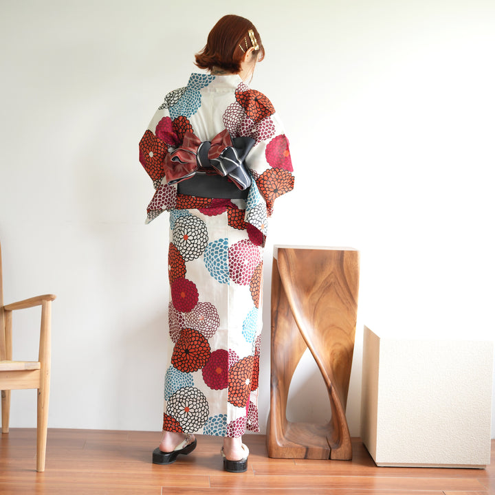 着付け簡単！セパレート浴衣3点セット（浴衣上下・帯・下駄） ゆかた