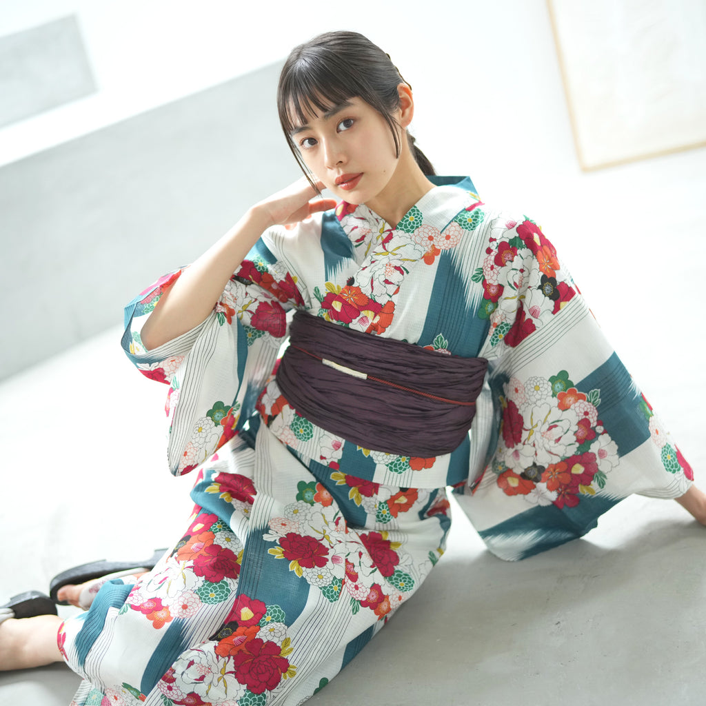 着付け簡単！セパレート浴衣3点セット（浴衣上下・帯・下駄