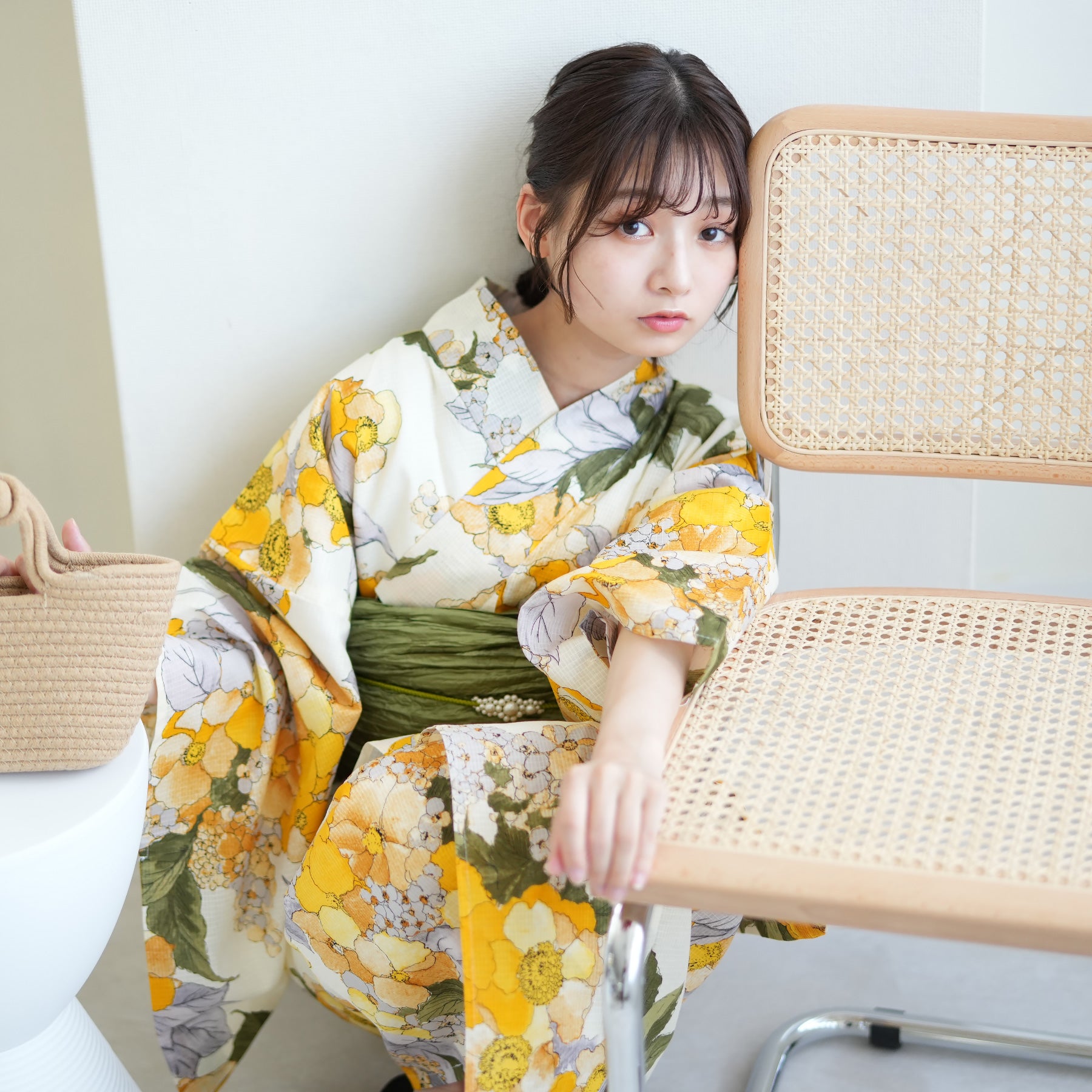 utatane｜utatane セパレート 二部式浴衣3点セット 渋緑に