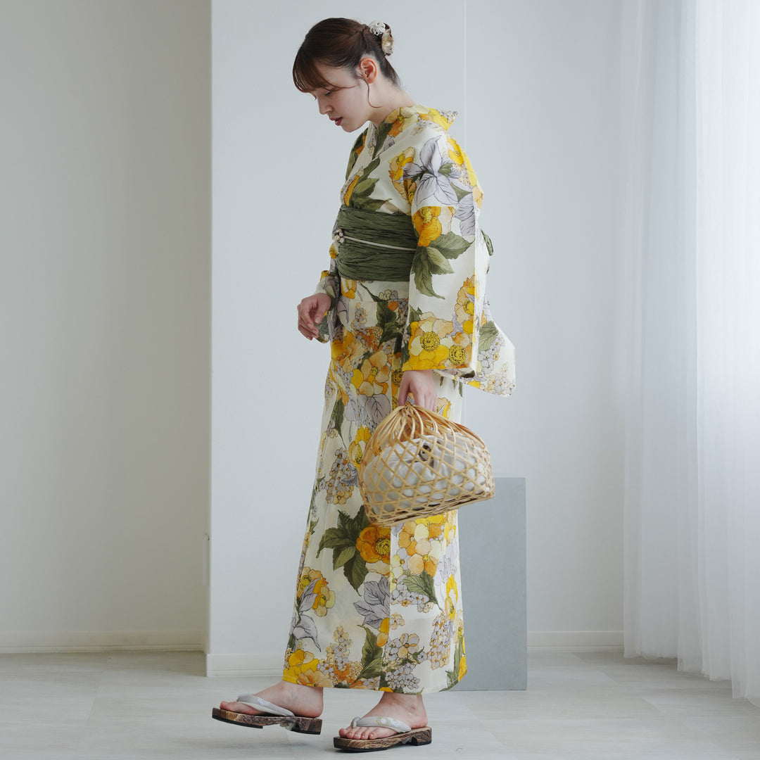 浴衣　レディース　ウタタネ 着付け簡単！セパレート浴衣3点セット（浴衣上下・帯・下駄