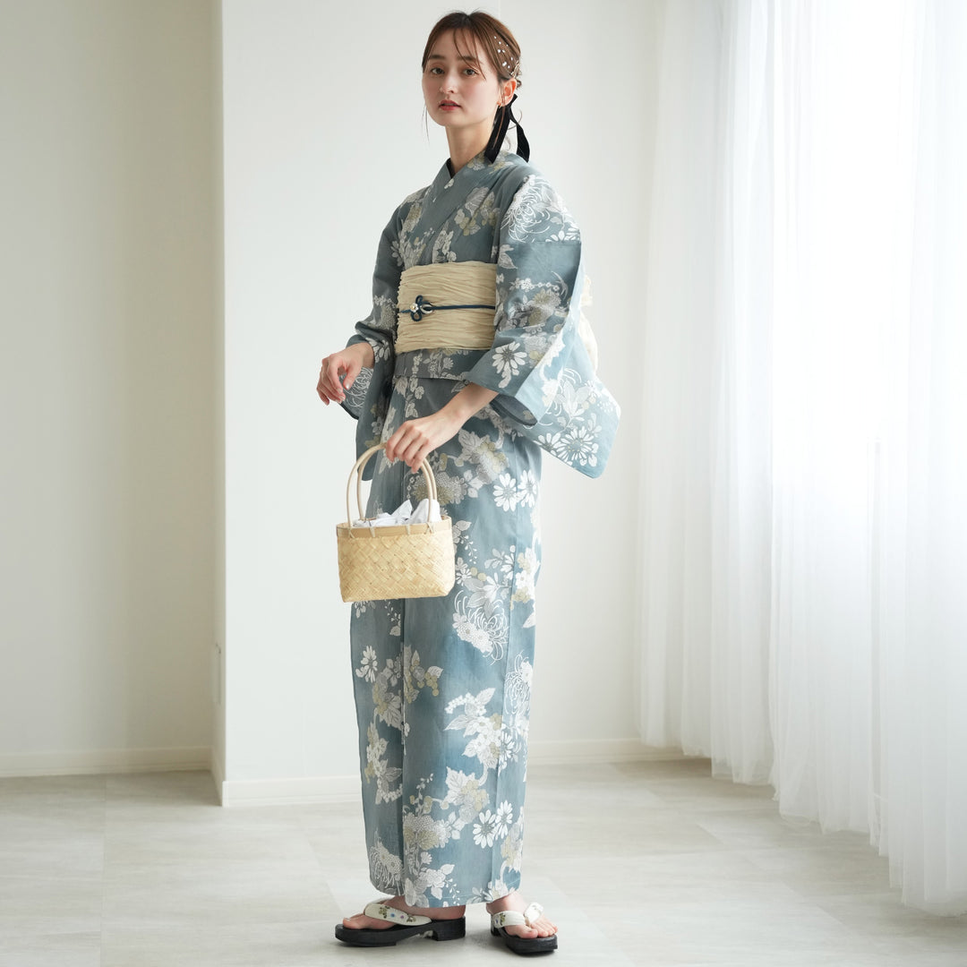 utatane セパレート高級変わり織 二部式浴衣3点セット ( ゆかた・帯