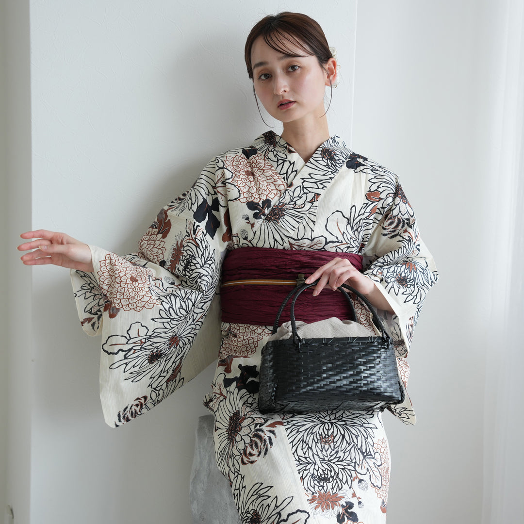 utatane セパレート高級変わり織 二部式浴衣3点セット ( ゆかた・帯