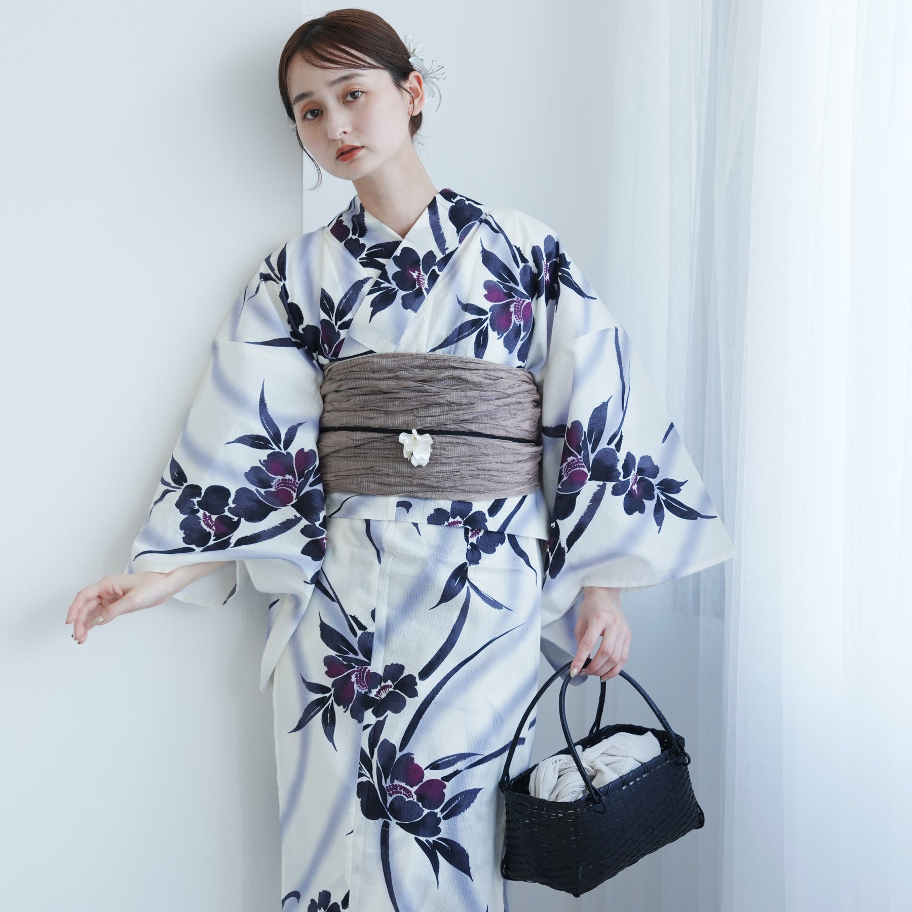 utatane セパレート高級変わり織 二部式浴衣3点セット ( ゆかた
