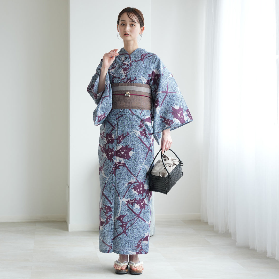 セパレート高級変わり織 二部式浴衣3点セット ( ゆかた上下・帯