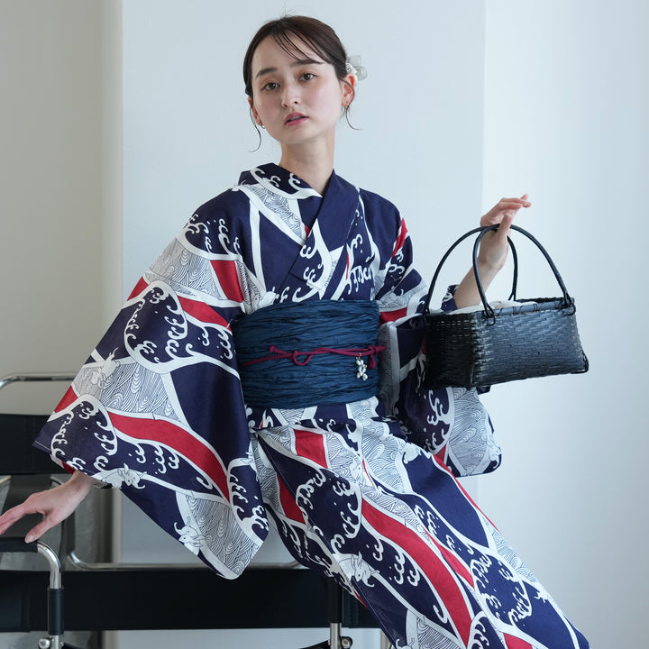 喜ばれる誕生日プレゼント セパレート高級変わり織 ゆかた上下・帯 ( 二部式浴衣3点セット 着物・浴衣
