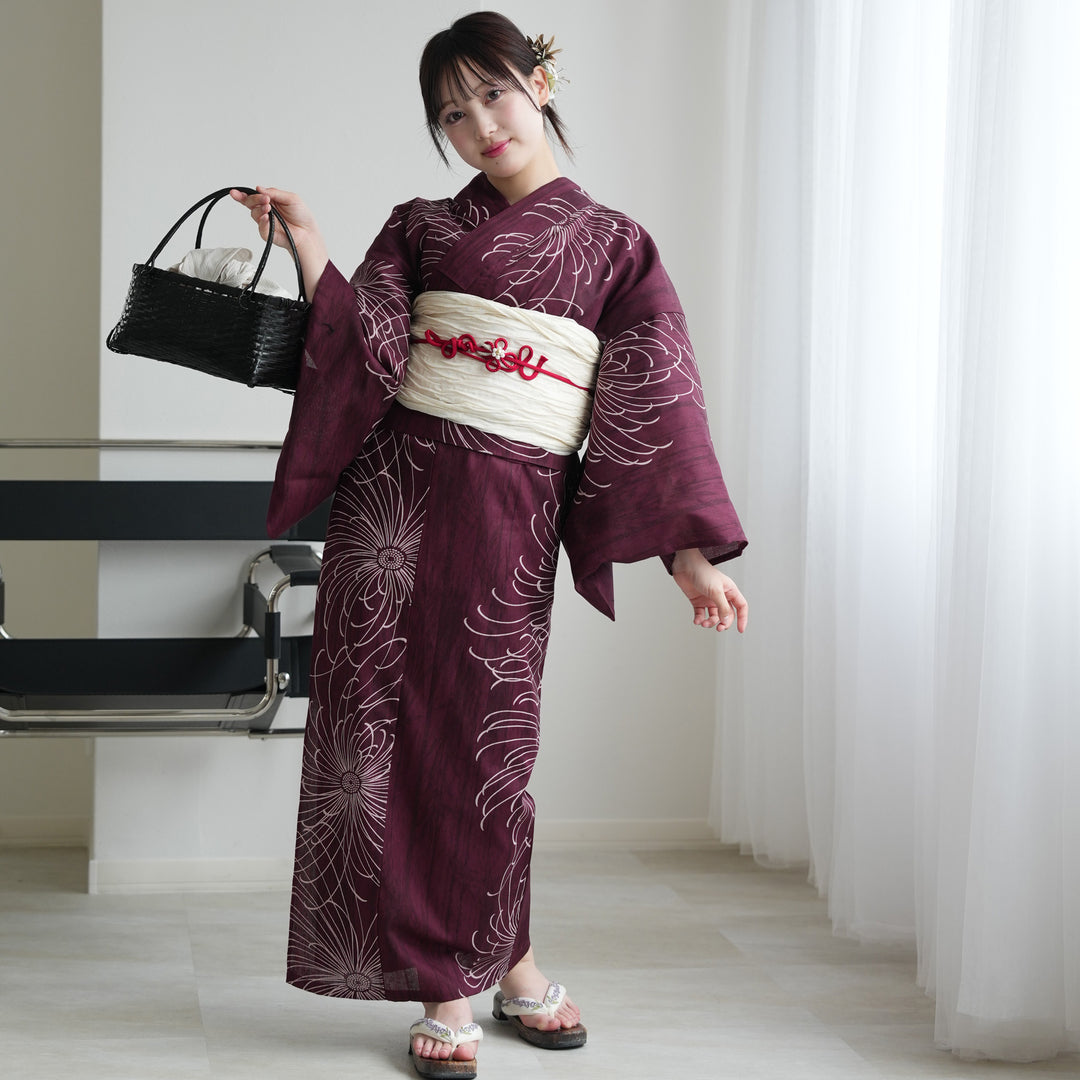 20-60代 人気ファッションブランド セパレート高級変わり織 ゆかた上下・帯 ( 二部式浴衣3点セット 着物・浴衣