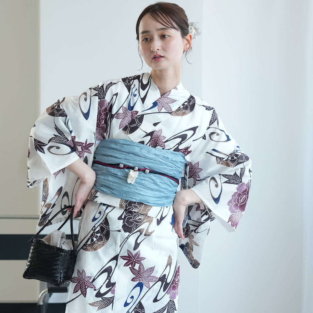 【浴衣反物】NO.3723（黒/牡丹）新品【桜七軒】変わり織り 日本製 浴衣反物】NO.3723（黒/牡丹）新品【桜七軒】変わり織り 日本製