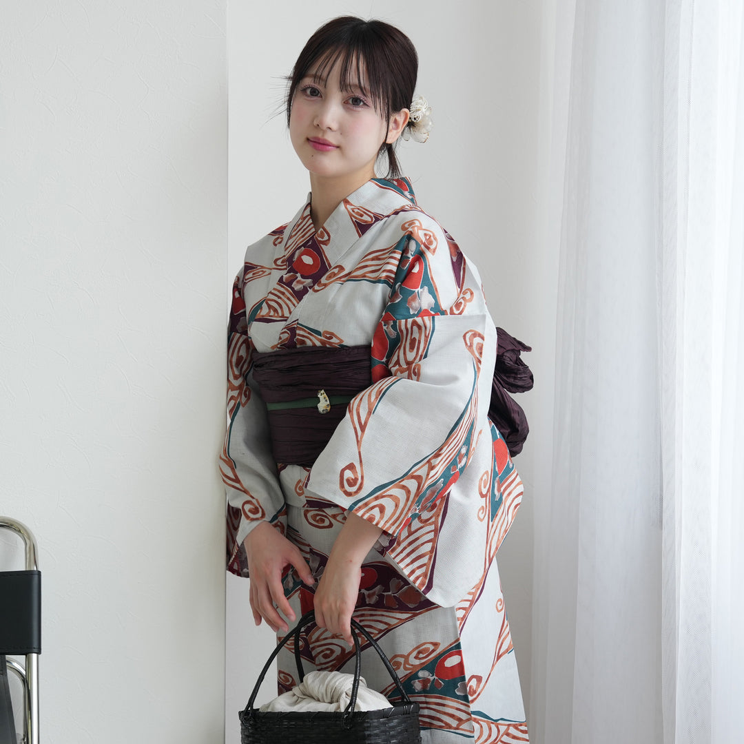 セパレート高級変わり織 二部式浴衣3点セット ( ゆかた上下・帯