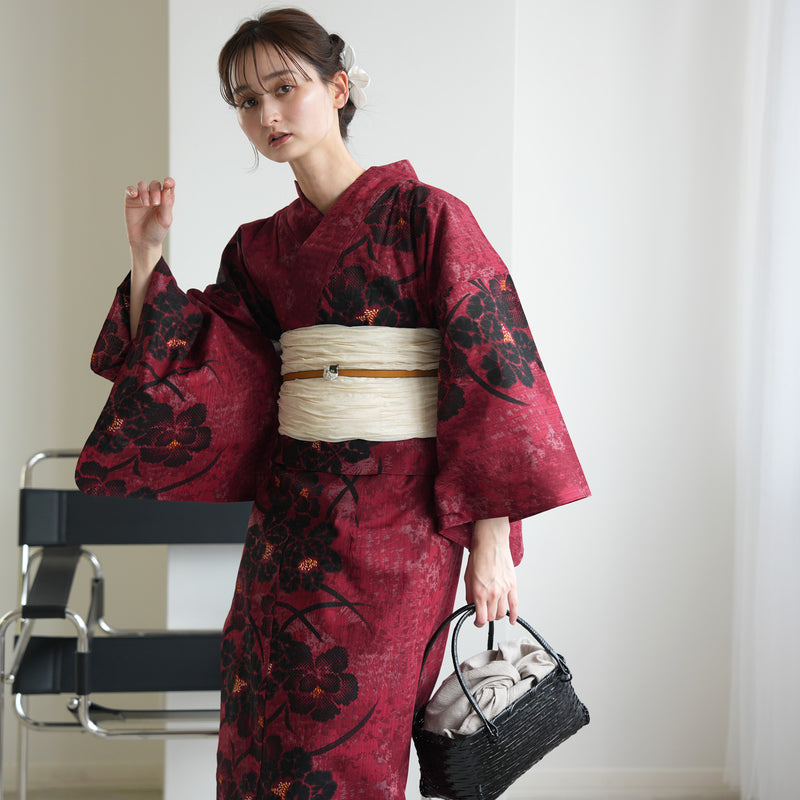 セパレート高級変わり織 二部式浴衣3点セット ( ゆかた上下・帯・下駄