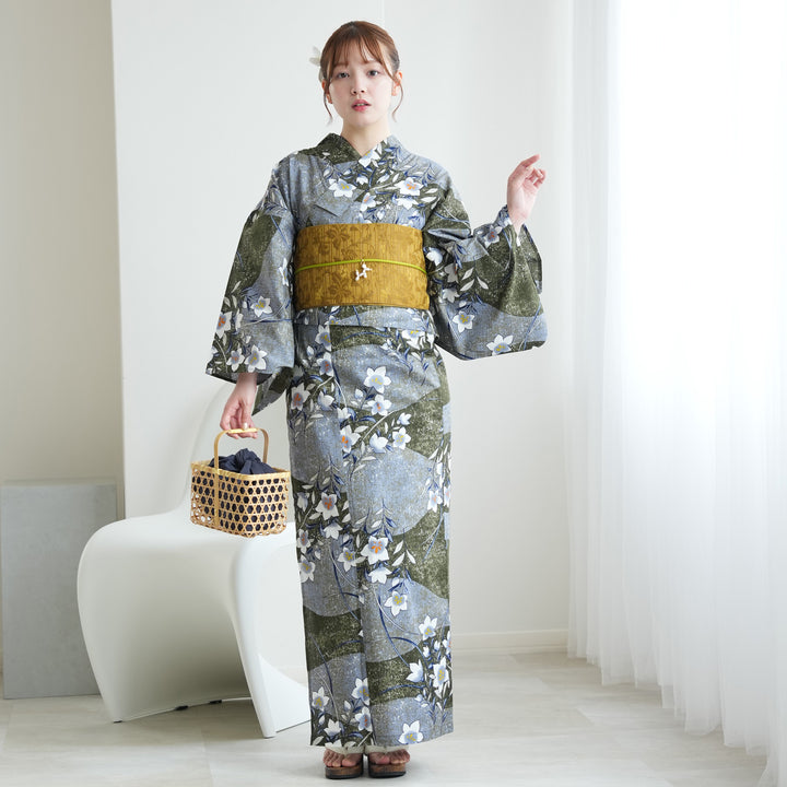 T37新品未使用品浴衣反物変わり織 セパレート高級変わり織 二部式浴衣3点セット ( ゆかた上下・帯