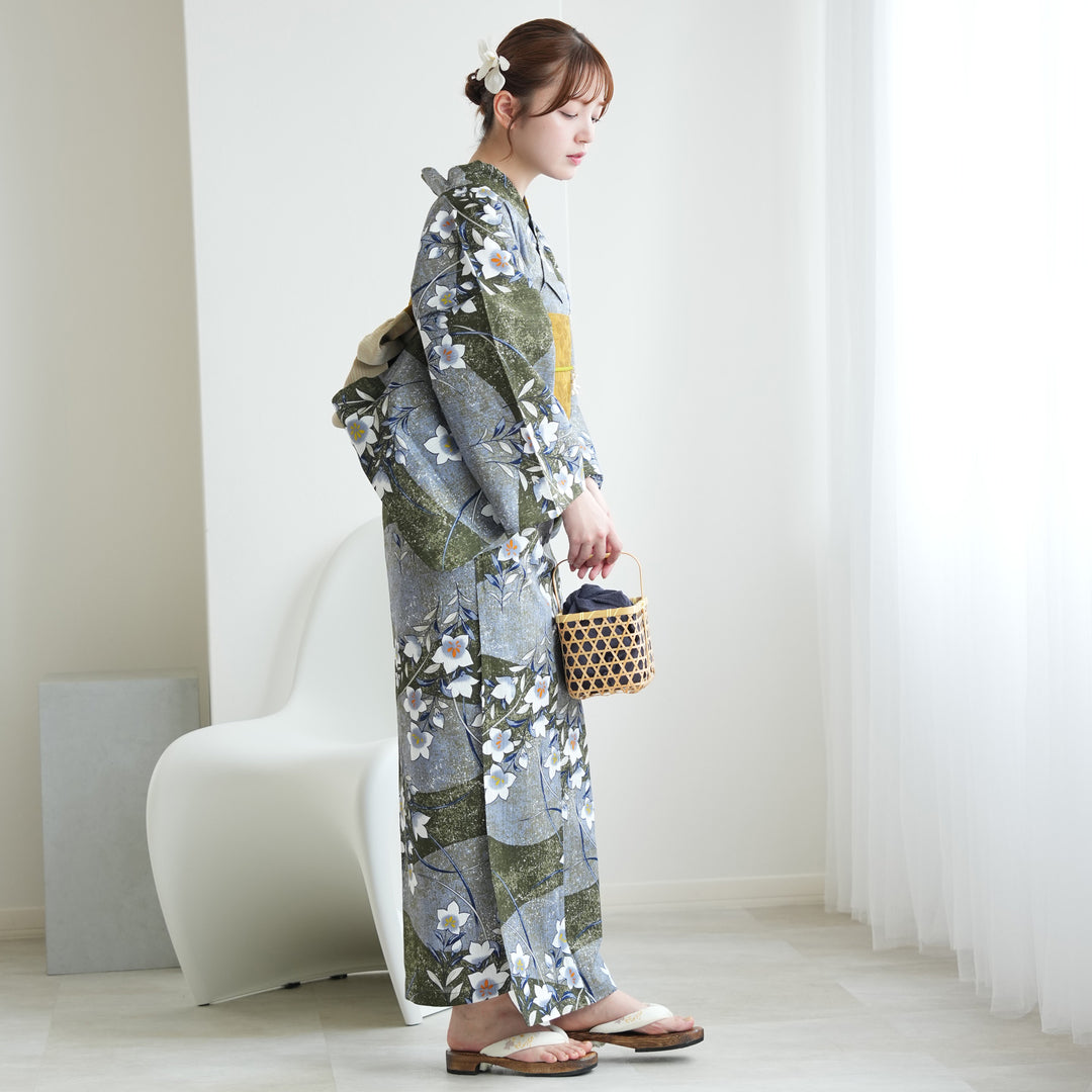 ⭐︎江戸矢羽♪高級変わり織り★新品 浴衣セット 3点セット utatane 浴衣 レディース セット 高級変わり織 浴衣3点セット 錆