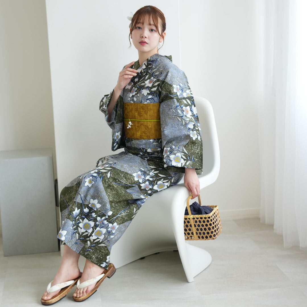 セパレート高級変わり織 二部式浴衣3点セット ( ゆかた上下・帯