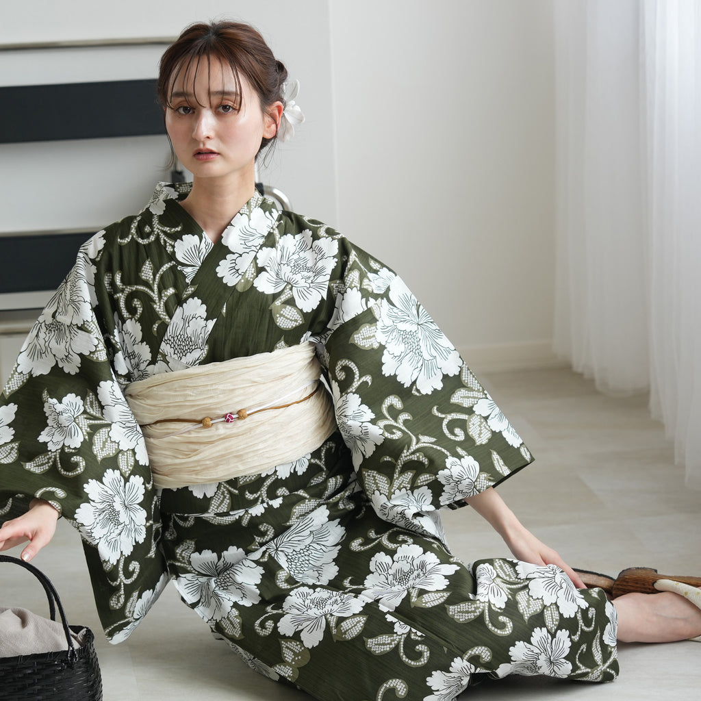 セパレート高級変わり織 二部式浴衣3点セット ( ゆかた上下・帯