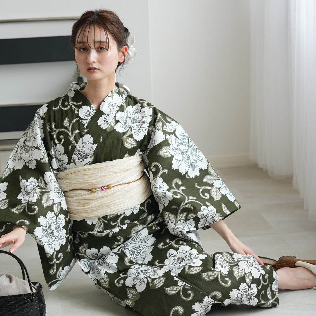 セパレート高級変わり織 二部式浴衣3点セット ( ゆかた上下・帯