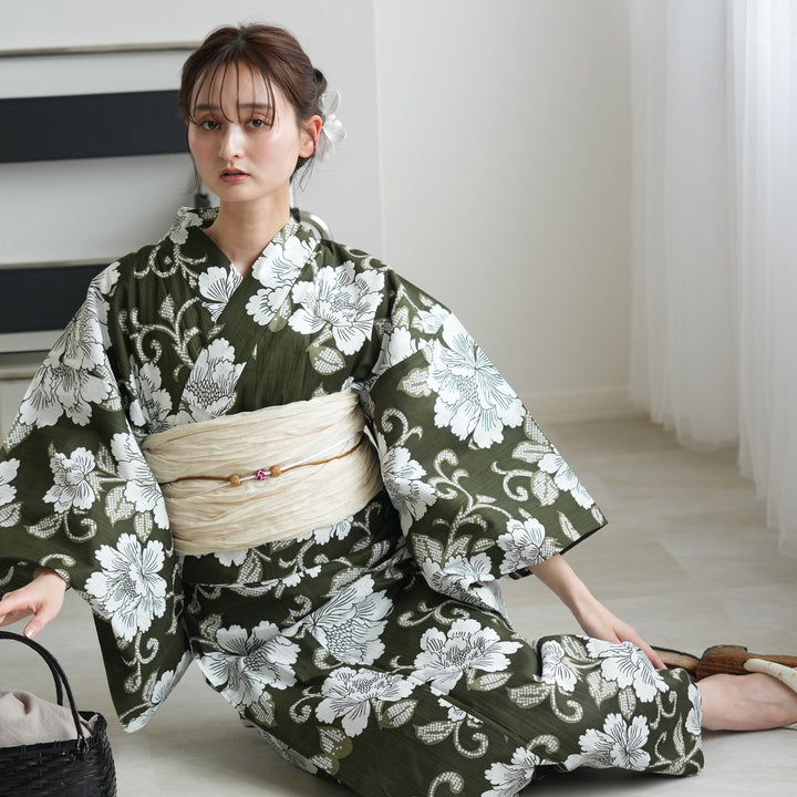 セパレート高級変わり織 二部式浴衣3点セット ( ゆかた上下・帯
