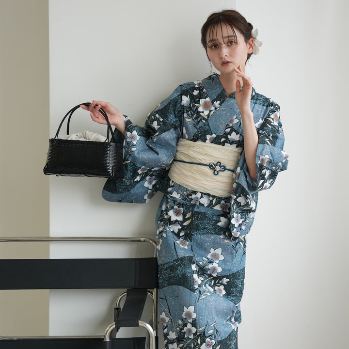 セパレート高級変わり織 二部式浴衣3点セット ( ゆかた上下・帯
