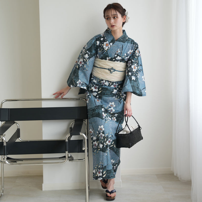 セパレート高級変わり織 二部式浴衣3点セット ( ゆかた上下・帯