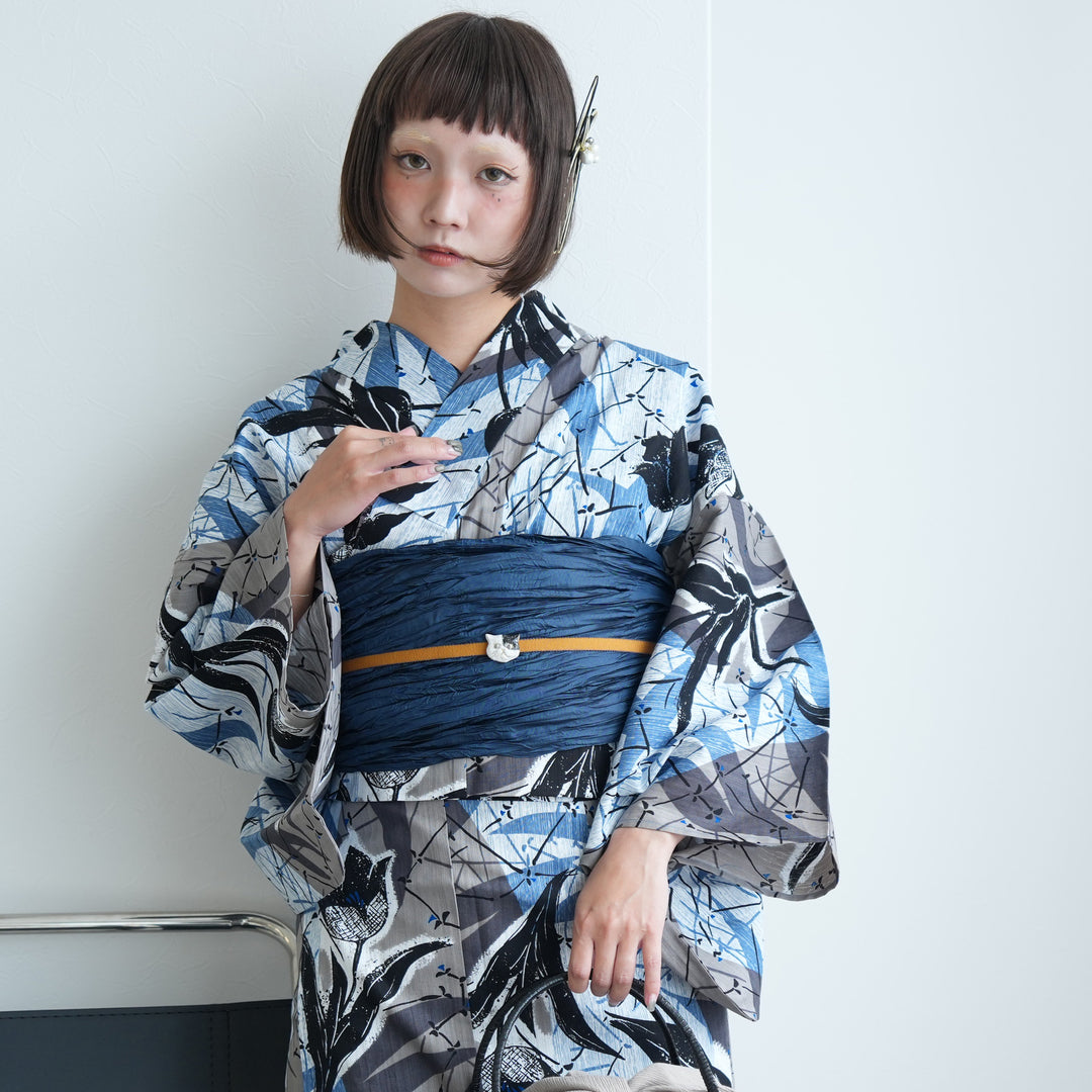 セパレート高級変わり織 二部式浴衣3点セット ( ゆかた上下・帯・下駄