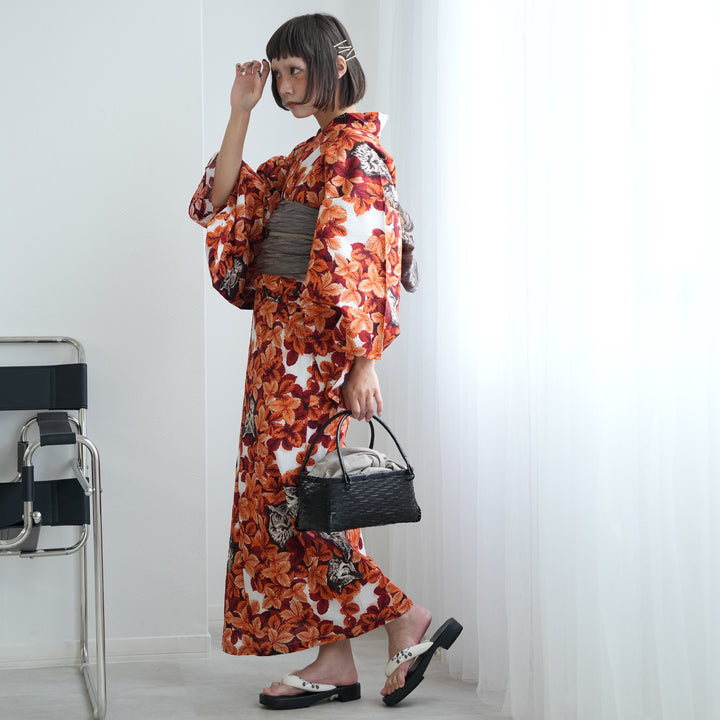 セパレート高級変わり織 二部式浴衣3点セット ( ゆかた上下・帯・下駄