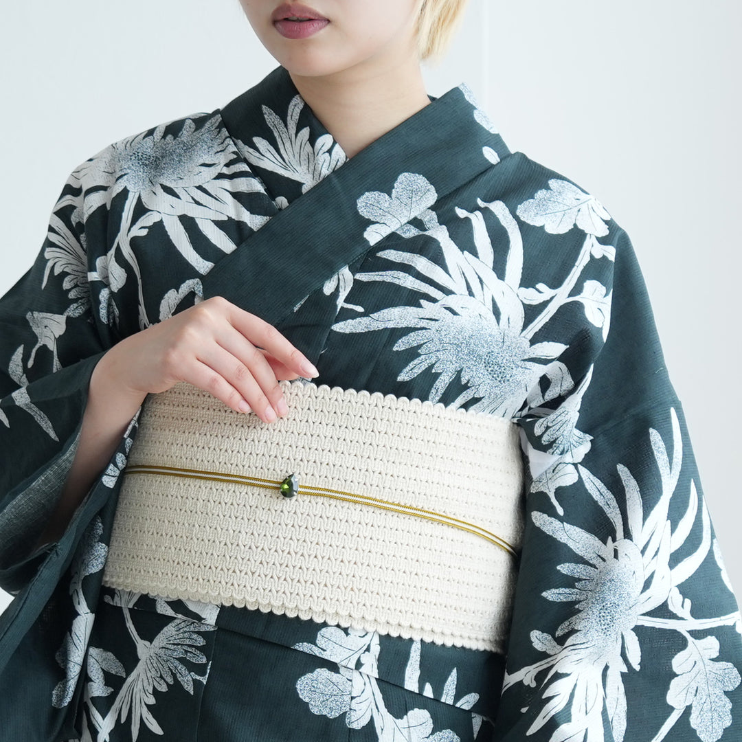 セパレート 二部式浴衣3点セット ( ゆかた上下・帯・下駄 )錆緑に