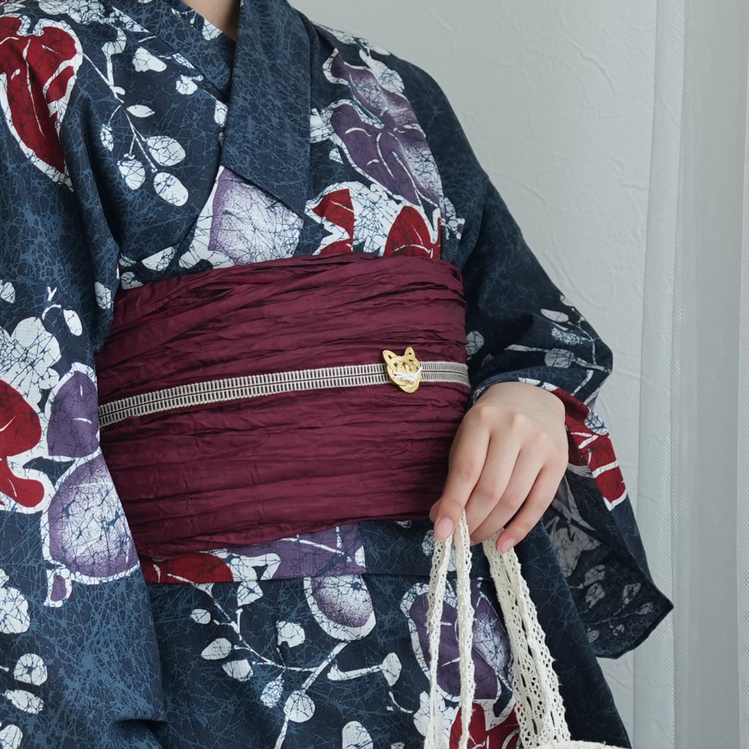 東京トガリ 浴衣&帯 セパレート 二部式浴衣3点セット ( ゆかた上下・帯・下駄 )葡萄葉の夜