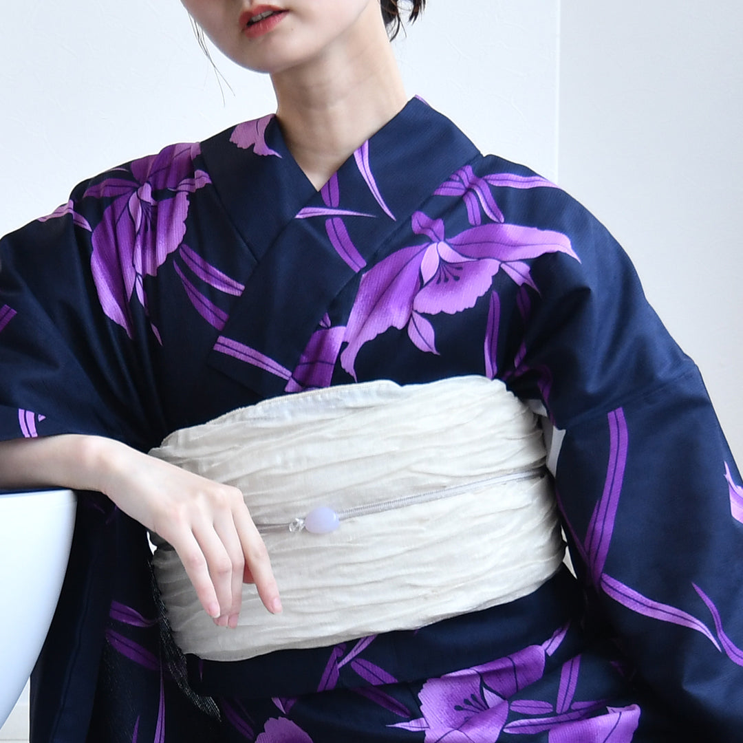 セパレート 二部式浴衣3点セット ( ゆかた上下・帯・下駄 )深紺に