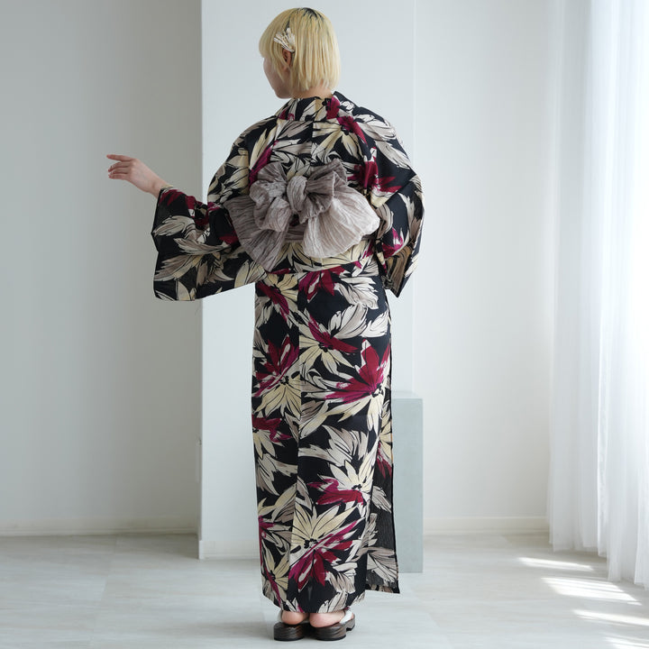 セパレート 二部式浴衣3点セット ( ゆかた上下・帯・下駄 )深紅の