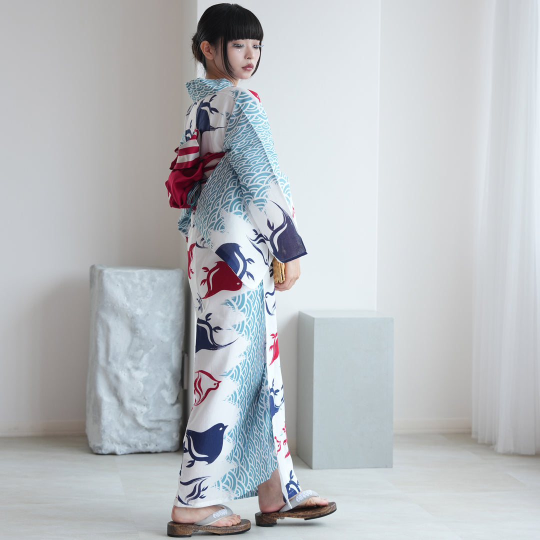 ニコアンティーク セパレート 二部式浴衣3点セット ( ゆかた上下・帯