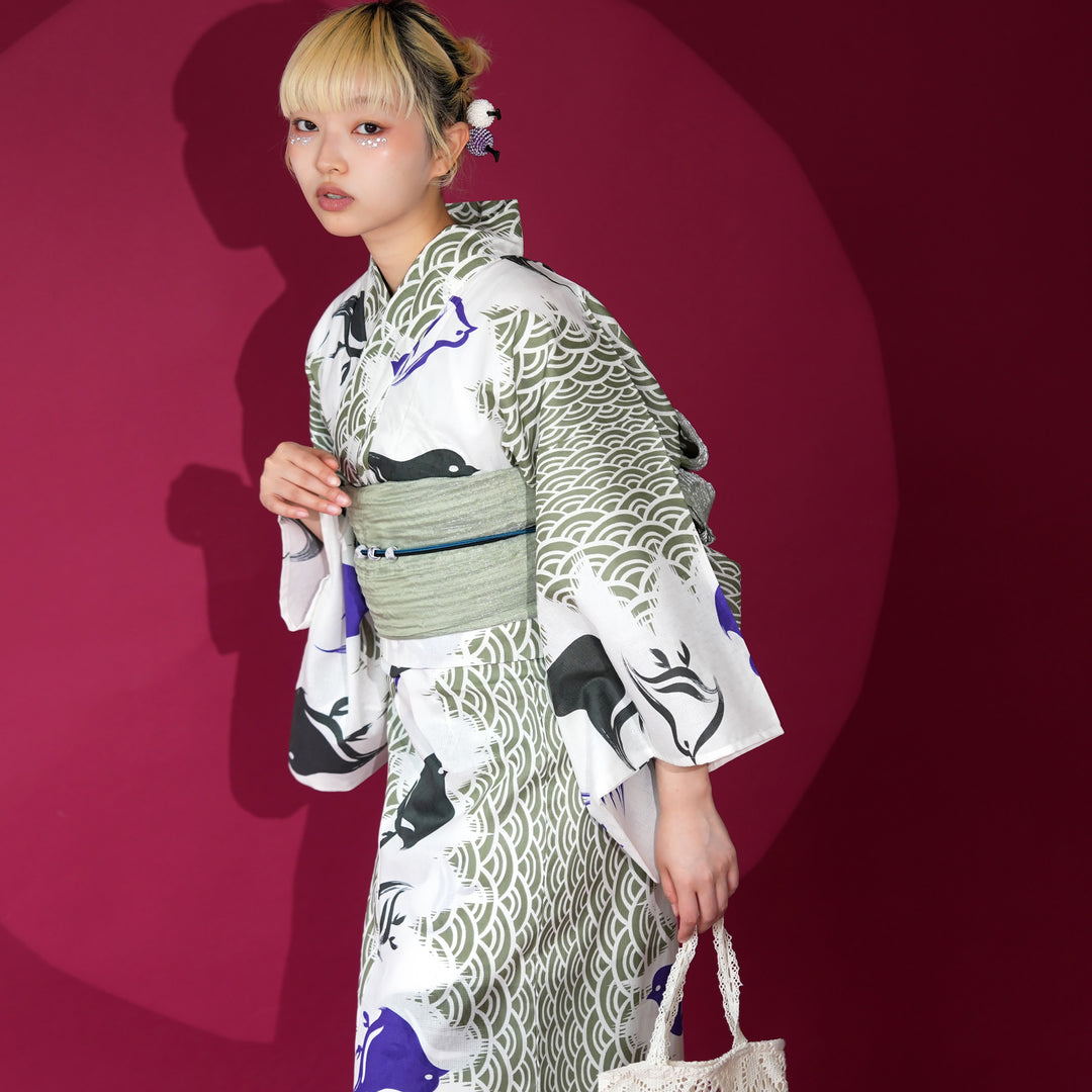 ニコアンティーク セパレート 二部式浴衣3点セット ( ゆかた上下・帯