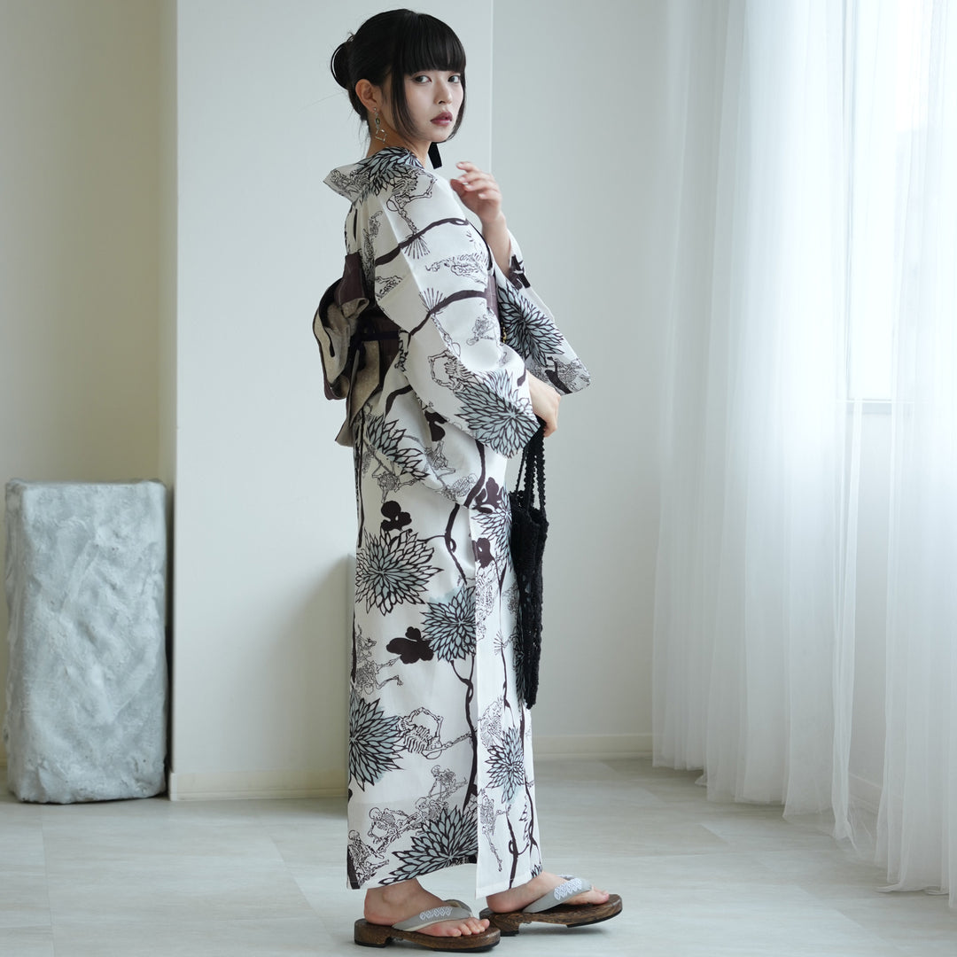 ニコアンティーク セパレート 二部式浴衣3点セット ( ゆかた上下・帯