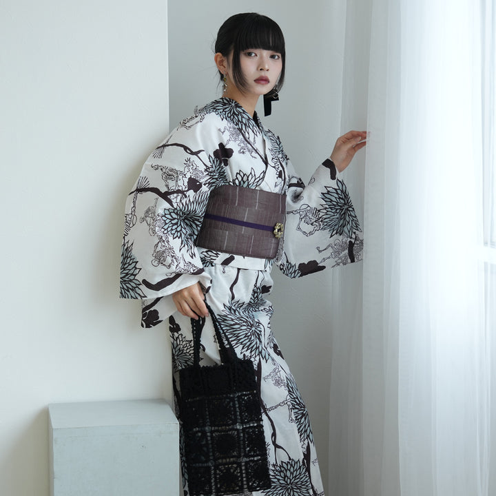 ニコアンティーク セパレート 二部式浴衣3点セット ( ゆかた上下・帯