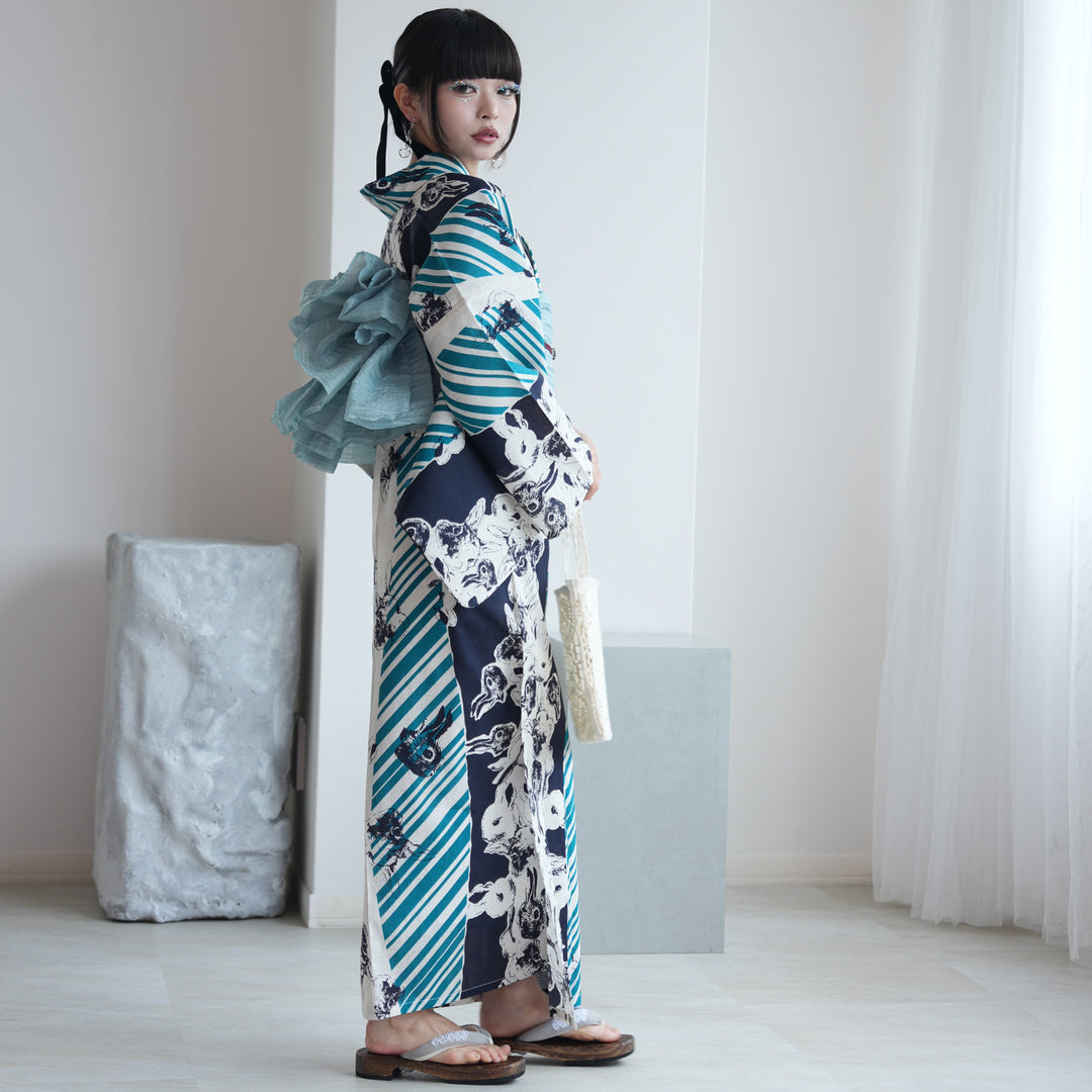 ニコアンティーク セパレート 二部式浴衣3点セット ( ゆかた上下・帯
