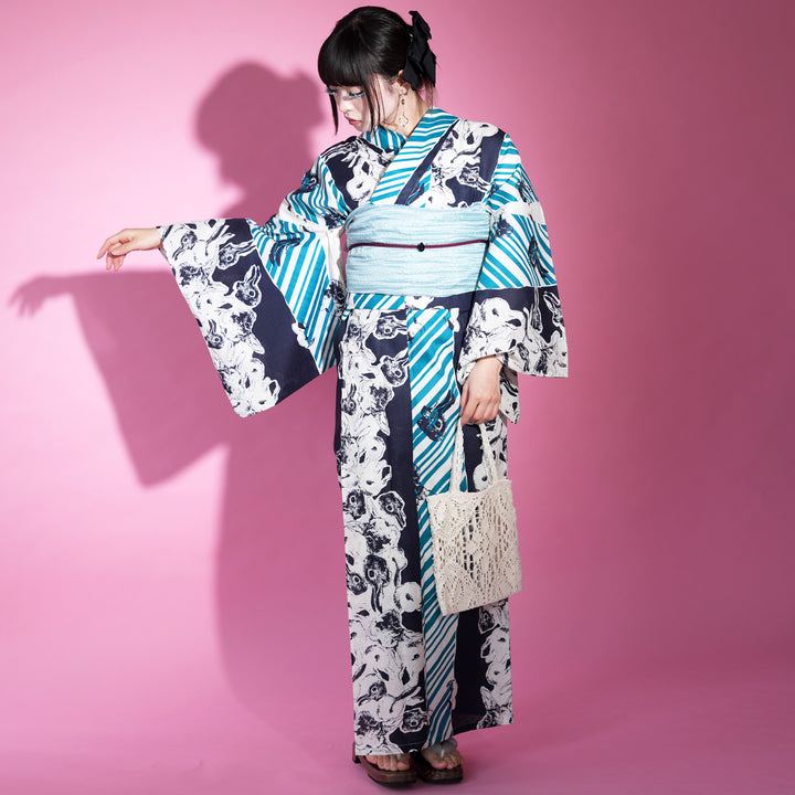 ニコアンティーク セパレート 二部式浴衣3点セット ( ゆかた上下・帯