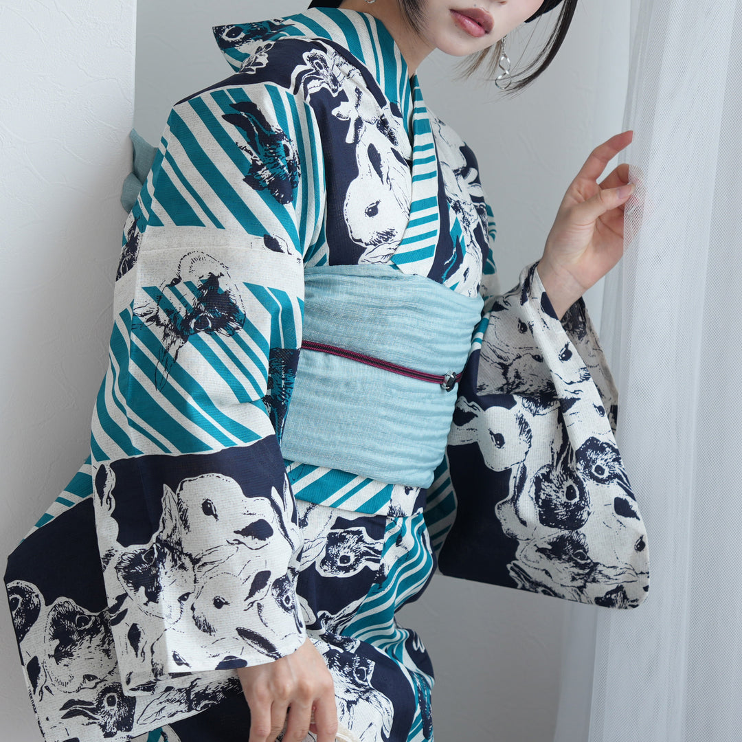 ニコアンティーク セパレート 二部式浴衣3点セット ( ゆかた上下・帯