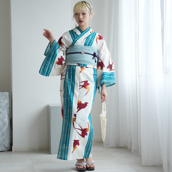 ニコアンティーク セパレート 二部式浴衣3点セット ( ゆかた上下・帯