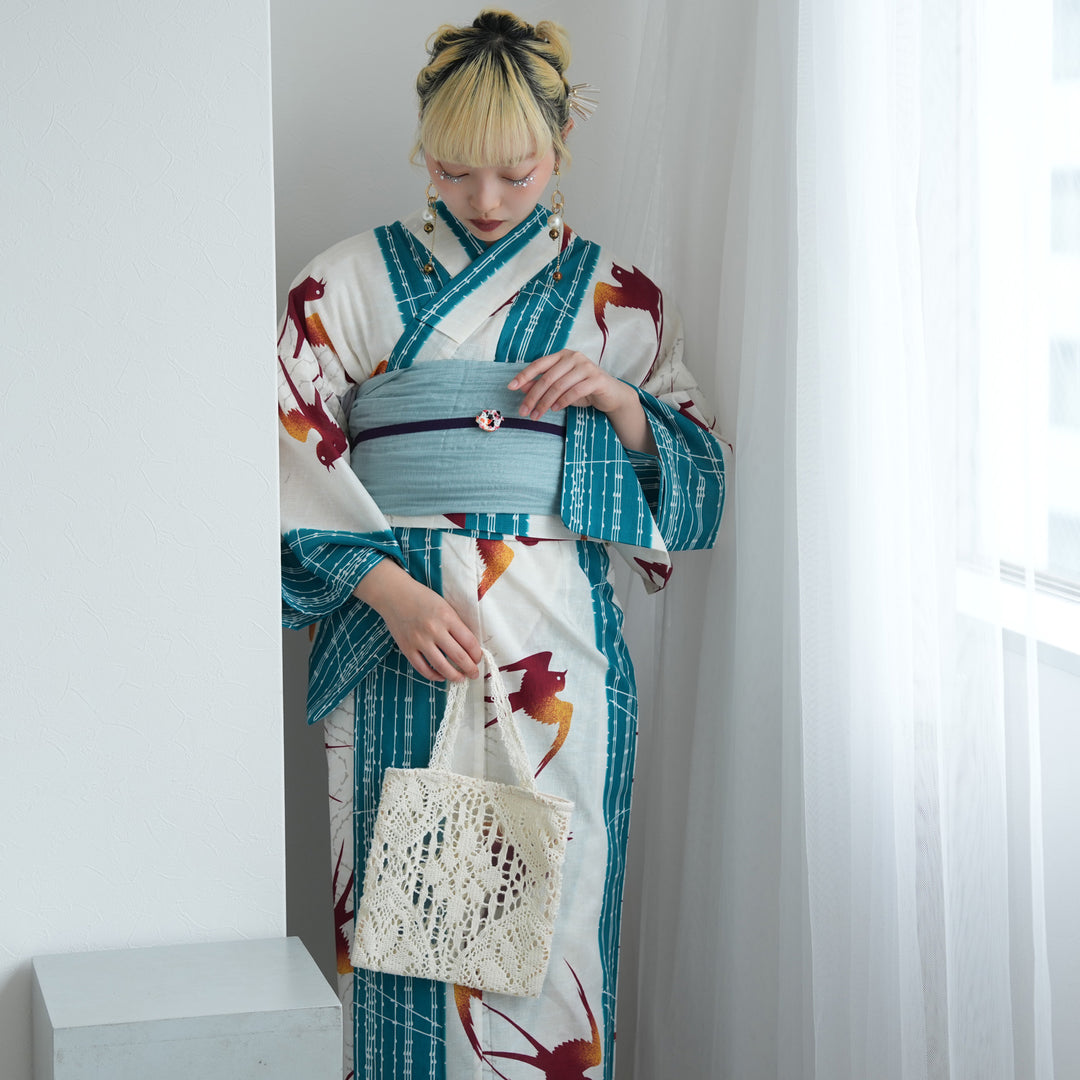 ニコアンティーク セパレート 二部式浴衣3点セット ( ゆかた上下・帯