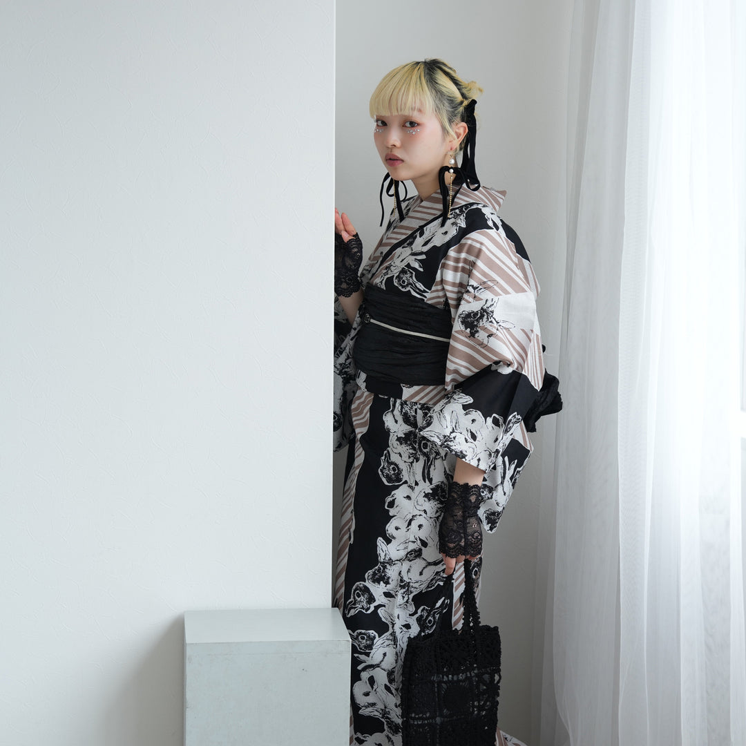 ニコアンティーク セパレート 二部式浴衣3点セット ( ゆかた上下・帯