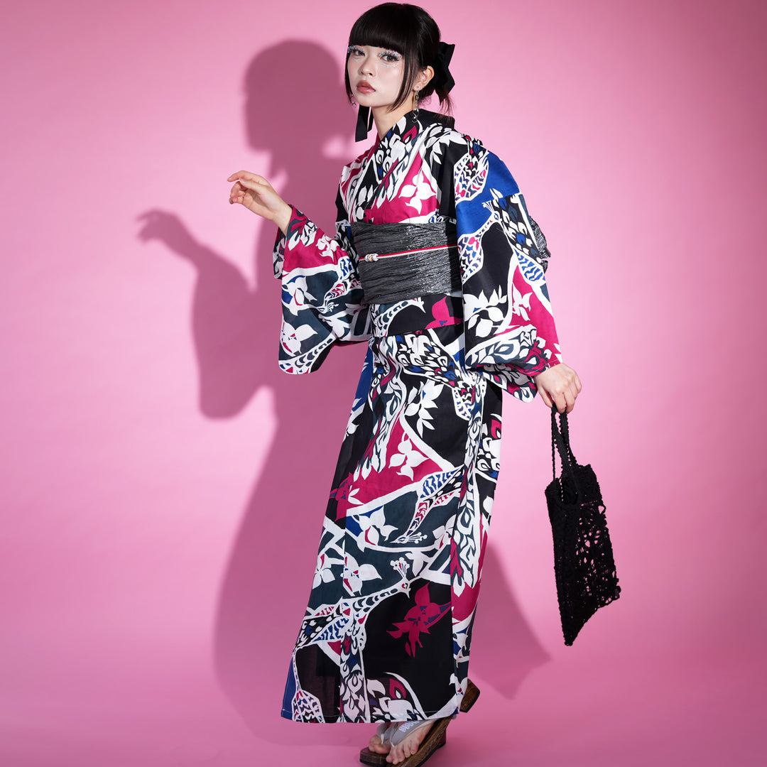 ニコアンティーク セパレート 二部式浴衣3点セット ( ゆかた上下・帯