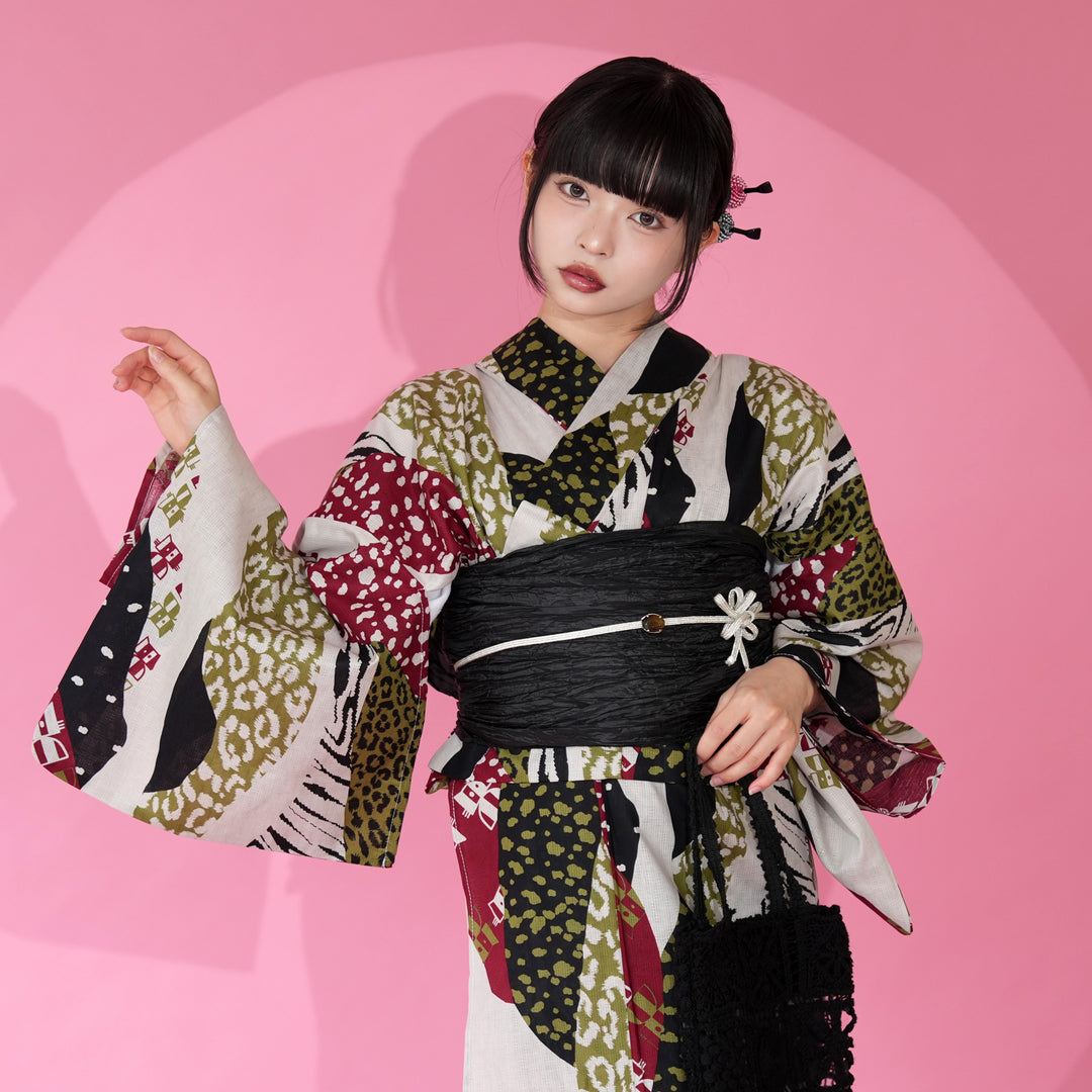 ニコアンティーク セパレート 二部式浴衣3点セット ( ゆかた上下・帯