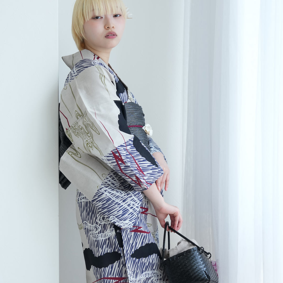 ニコアンティーク セパレート 二部式浴衣3点セット ( ゆかた上下・帯