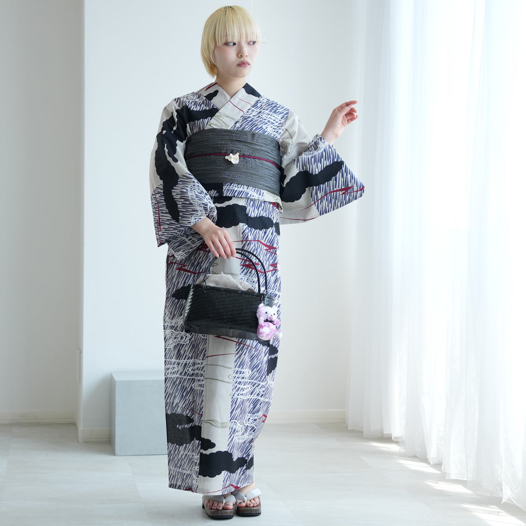ニコアンティーク セパレート 二部式浴衣3点セット ( ゆかた上下・帯