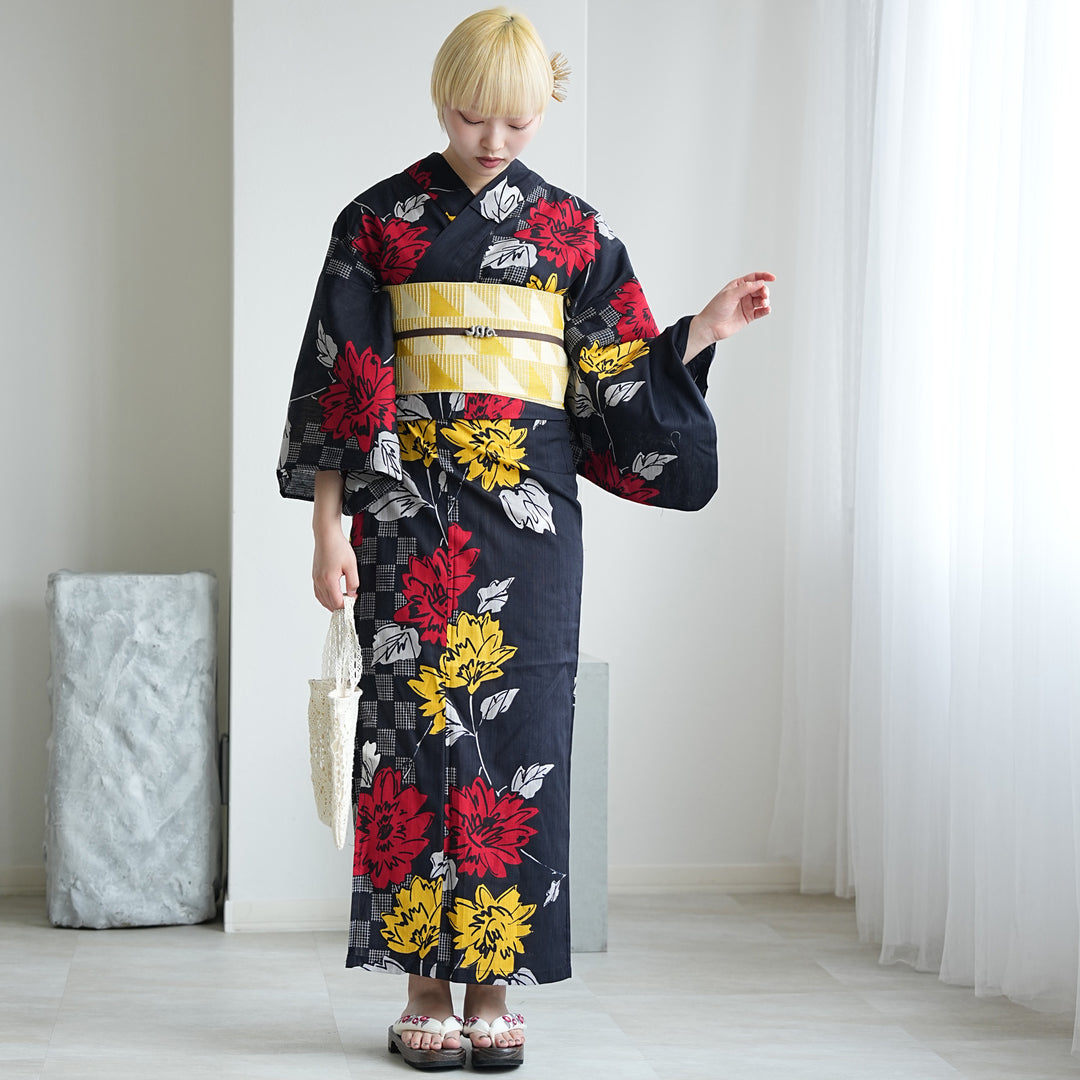 ニコアンティーク セパレート 二部式浴衣3点セット ( ゆかた上下・帯