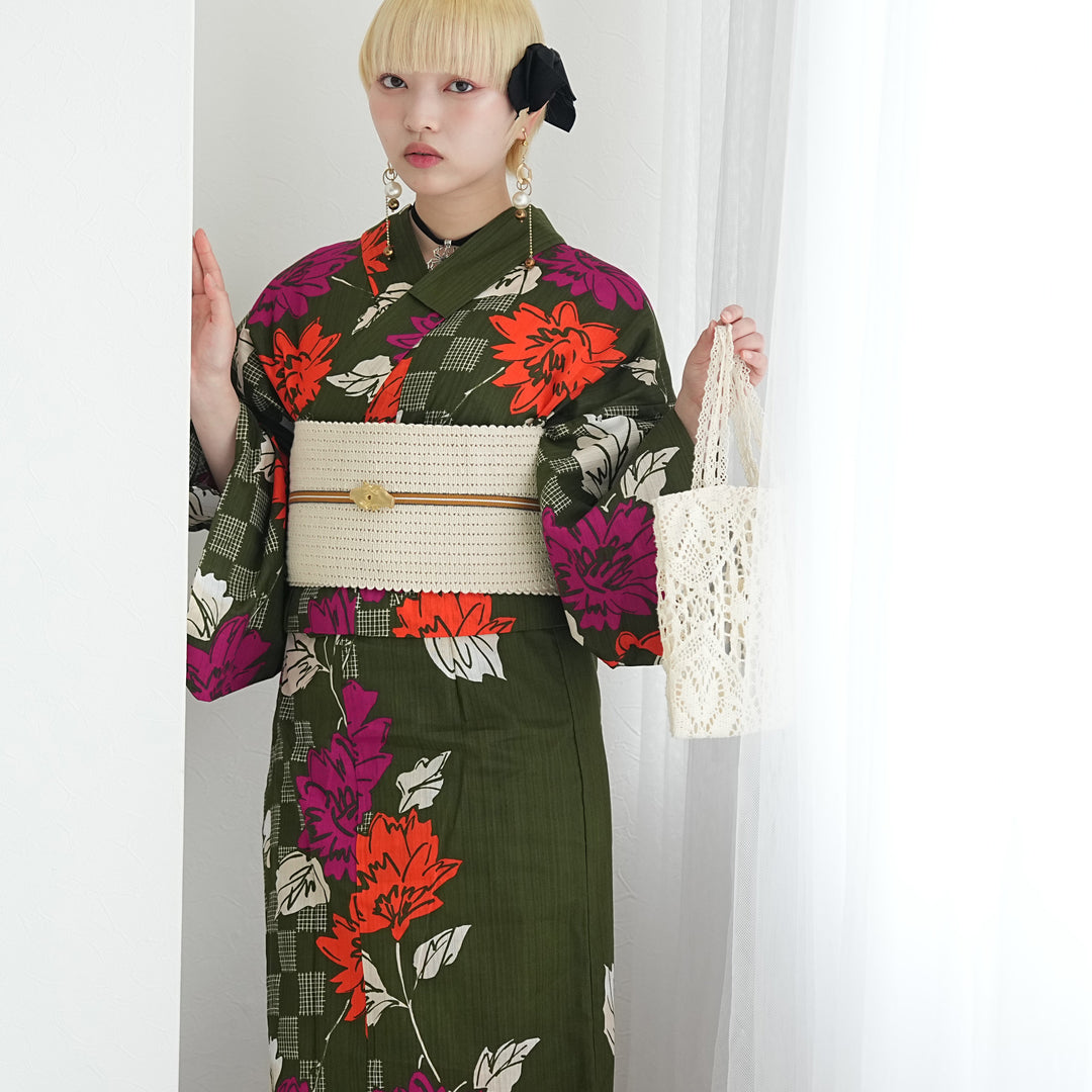 ニコアンティーク セパレート 二部式浴衣3点セット ( ゆかた上下・帯