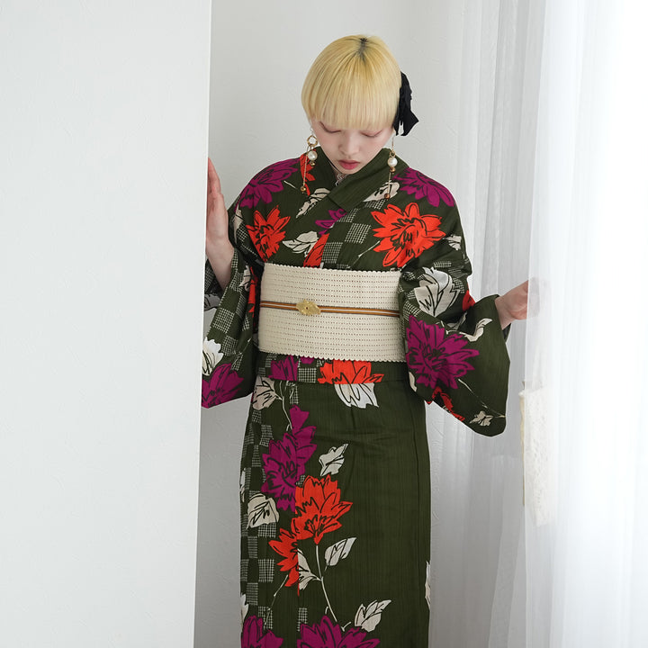 ニコアンティーク セパレート 二部式浴衣3点セット ( ゆかた上下・帯