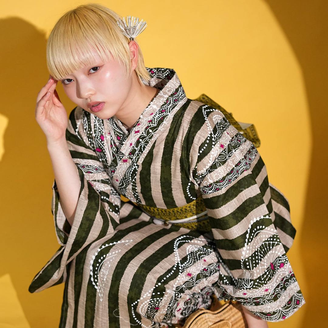 ニコアンティーク セパレート 二部式浴衣3点セット ( ゆかた上下・帯