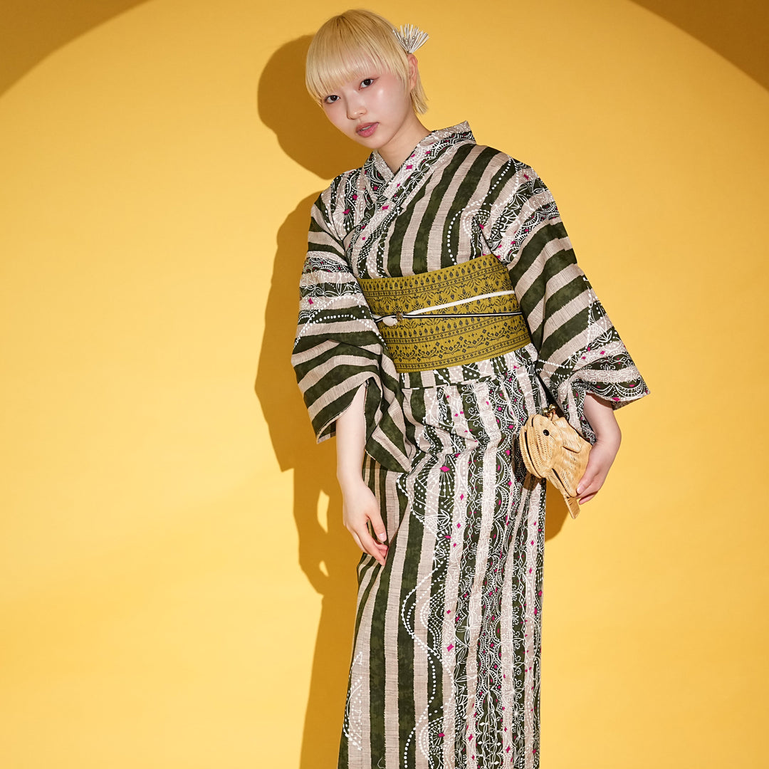 ニコアンティーク セパレート 二部式浴衣3点セット ( ゆかた上下・帯