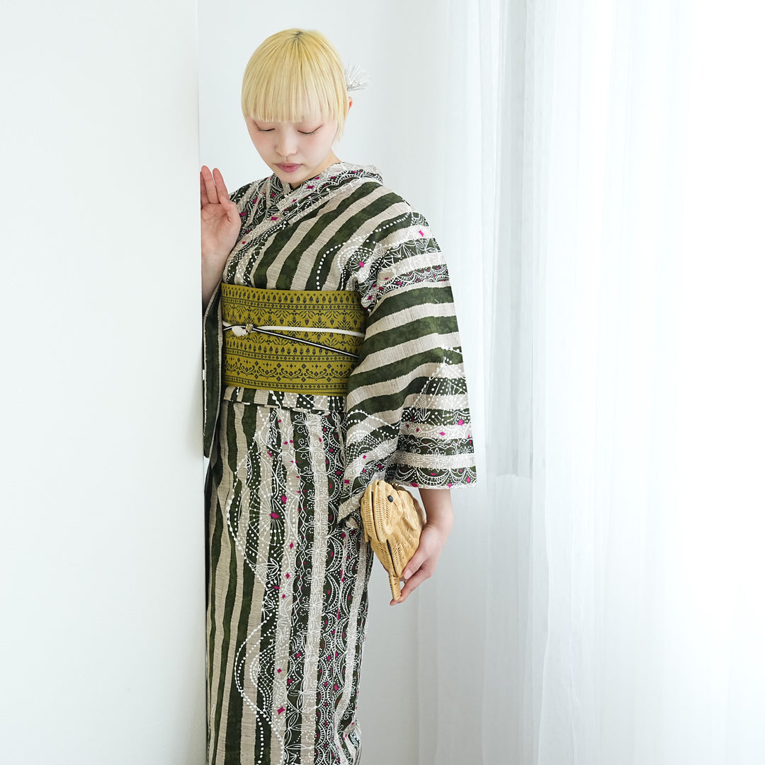 ニコアンティーク セパレート 二部式浴衣3点セット ( ゆかた上下・帯