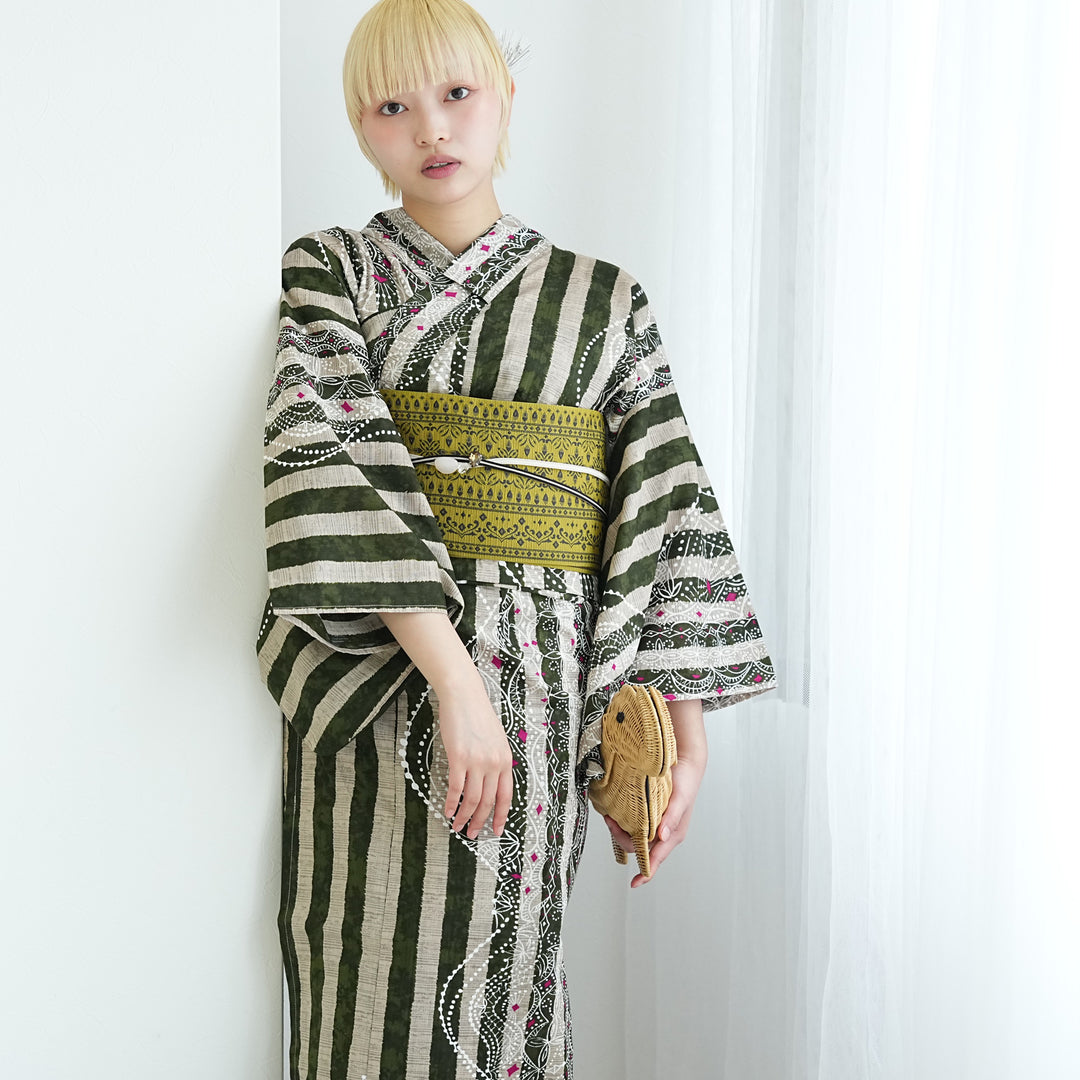 ニコアンティーク セパレート 二部式浴衣3点セット ( ゆかた上下・帯