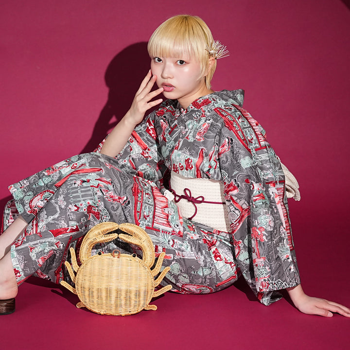ニコアンティーク セパレート 二部式浴衣3点セット ( ゆかた上下・帯