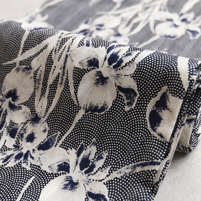 【utatane×Acka.  浴衣4点セット ( ゆかた・帯２点・下駄 ) 鮫小紋と菖蒲 navy】Acka. (@acka_official)オリジナル 限定 コラボ  フリーサイズ 国産生地 国内染色　（5020266111）